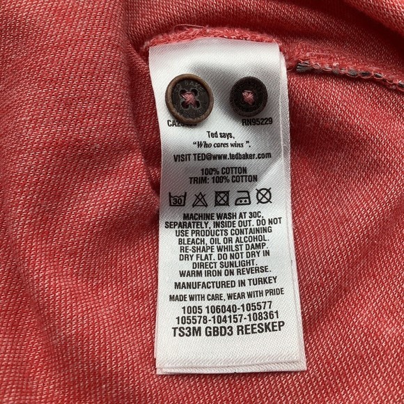 Ted Baker London Mens Short Sleeve Polo Red Size 6 - Picture 5 of 5